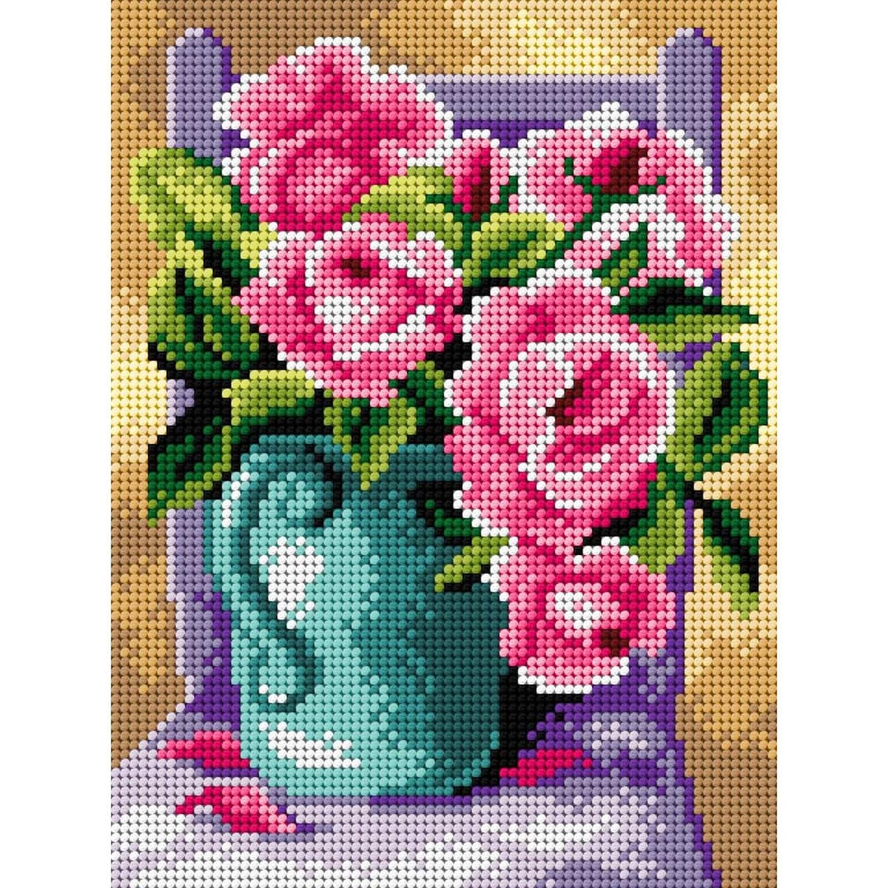 Orchidea Needlepoint Canvas For Halfstitch Without Yarn Still Life With Roses - Printed Tapestry Canvas